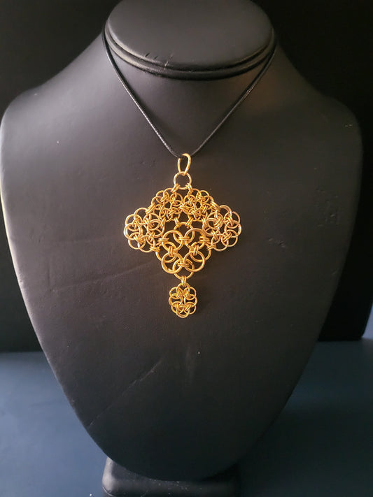 Gold Chainmail Weave Pendant