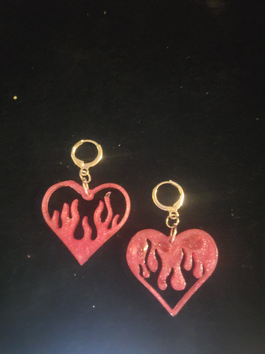 Bleeding heart mismatch earrings